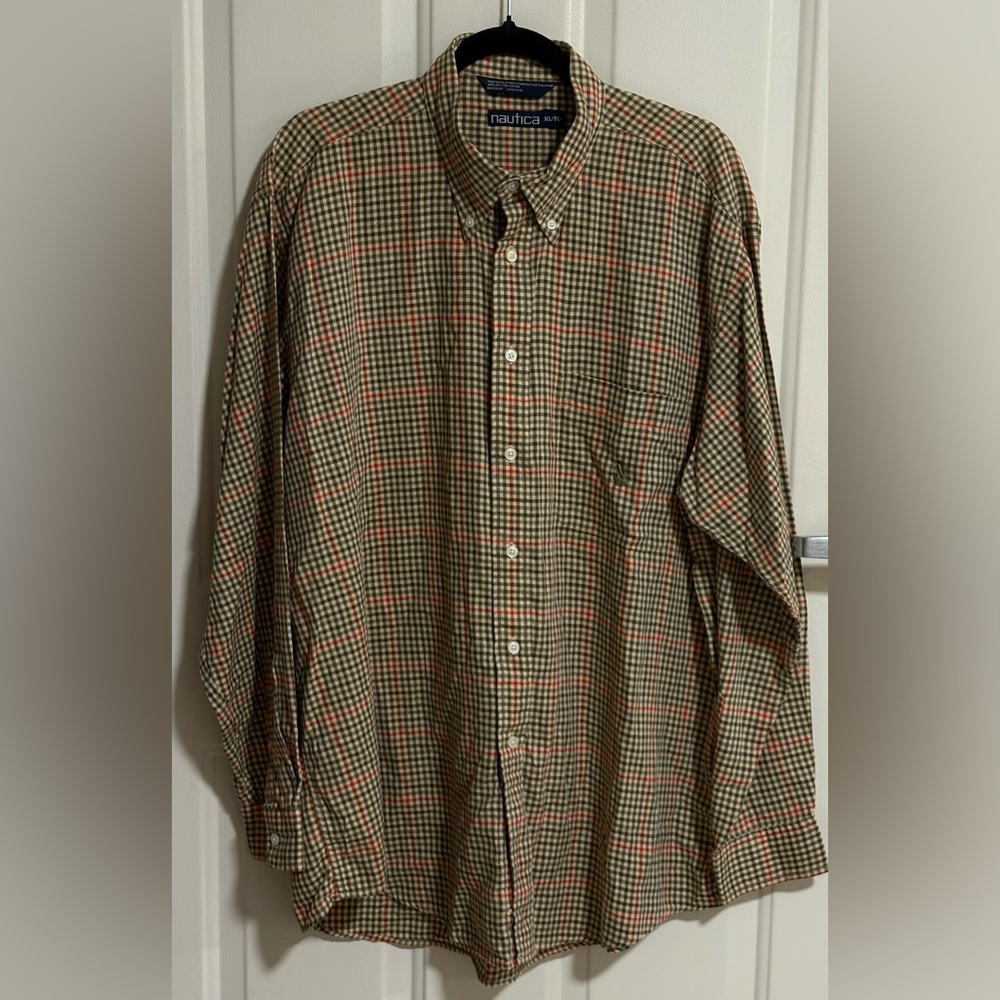 NAUTICA Button Down Shirt Men's
XL Multi Check Pocket 100% Cotton